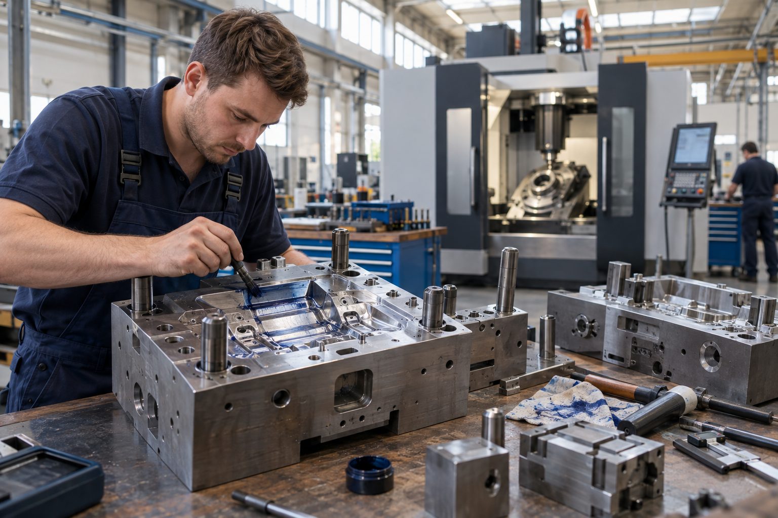 Tuschieren einer Formhälfte im Formenbau